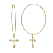 Saleable Product:Cross Charm Hoops 14k