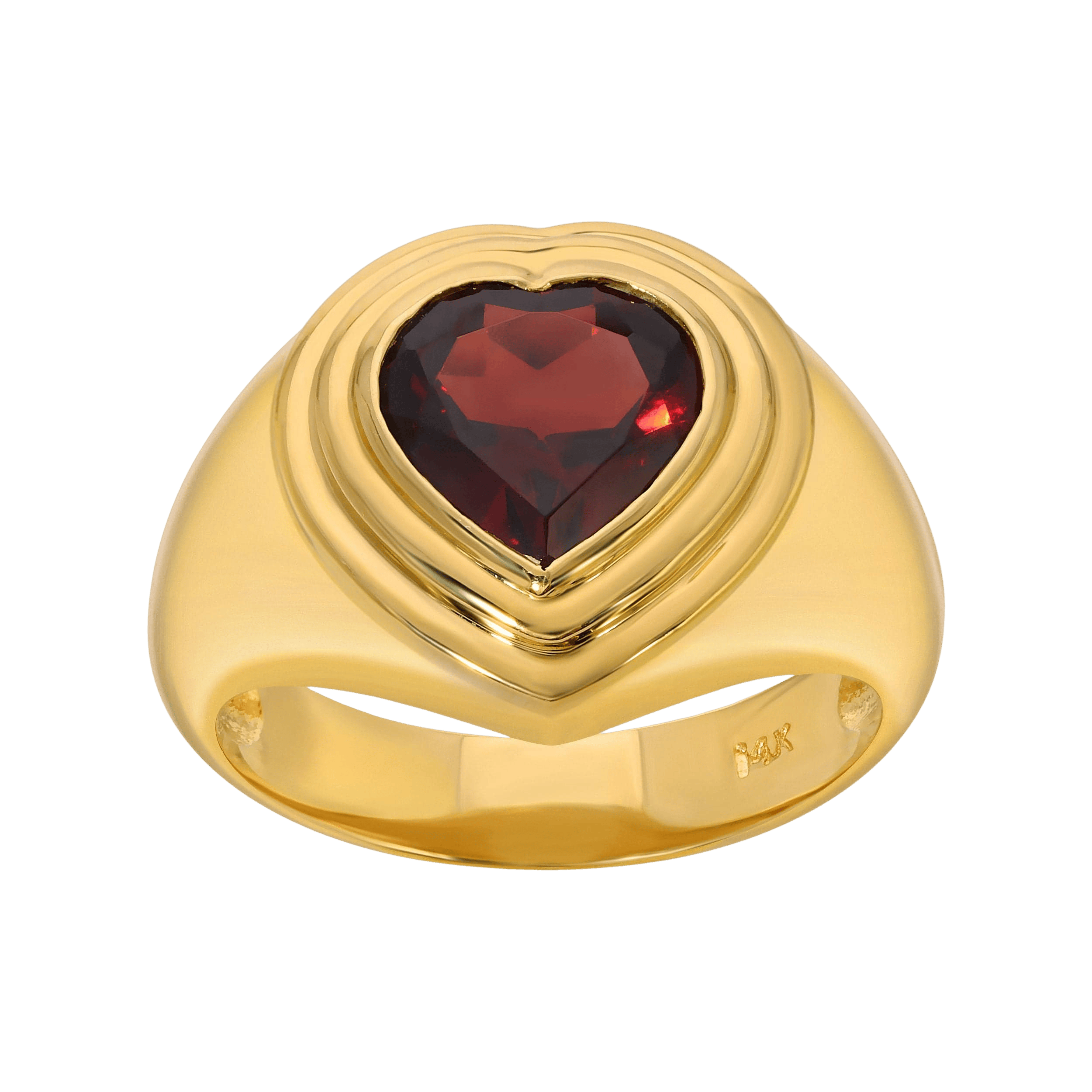 Saleable Product:Red Garnet Heart Ring 14K Yellow gold 1.57ct
