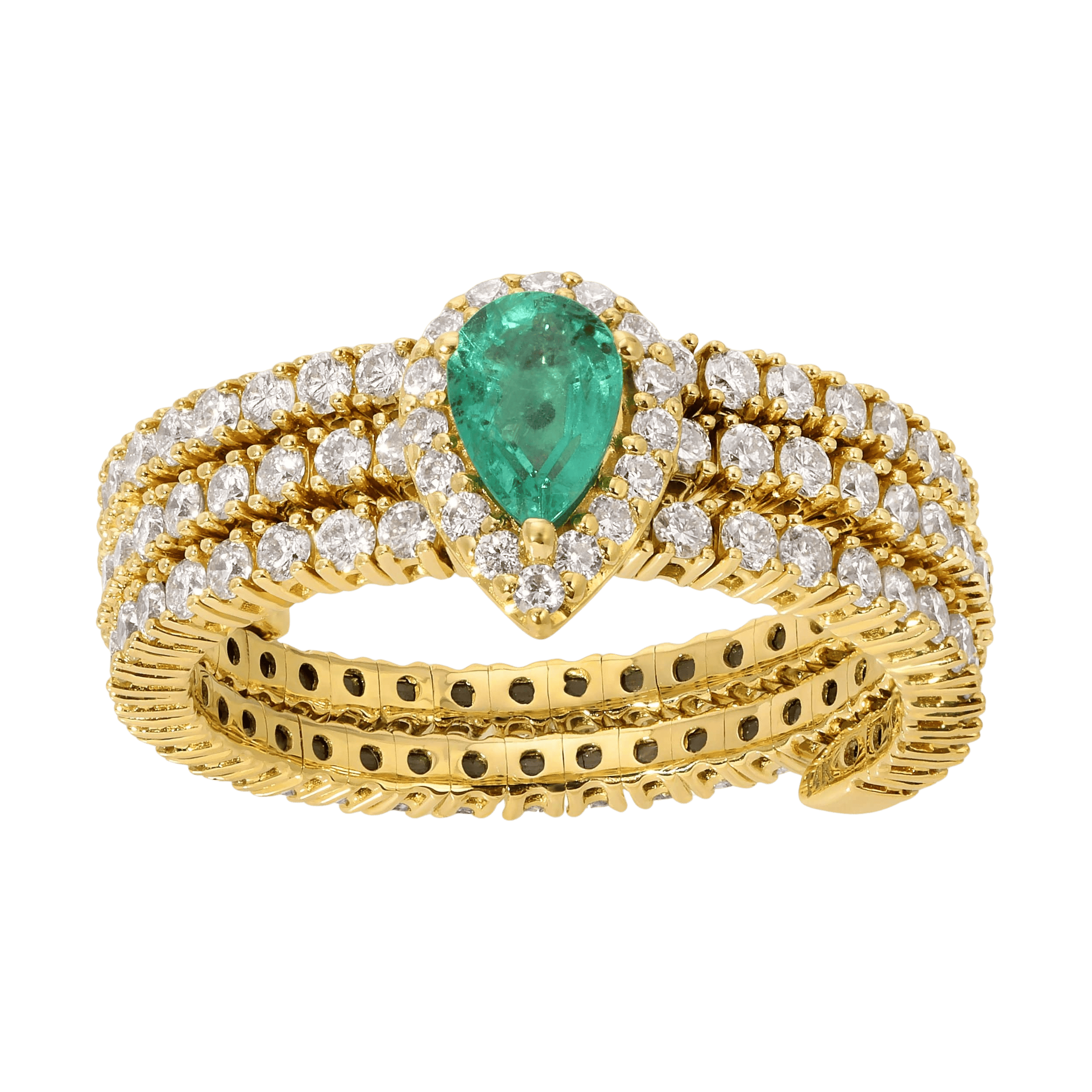 14K Yellow gold .39ct Emerald wraparound ring