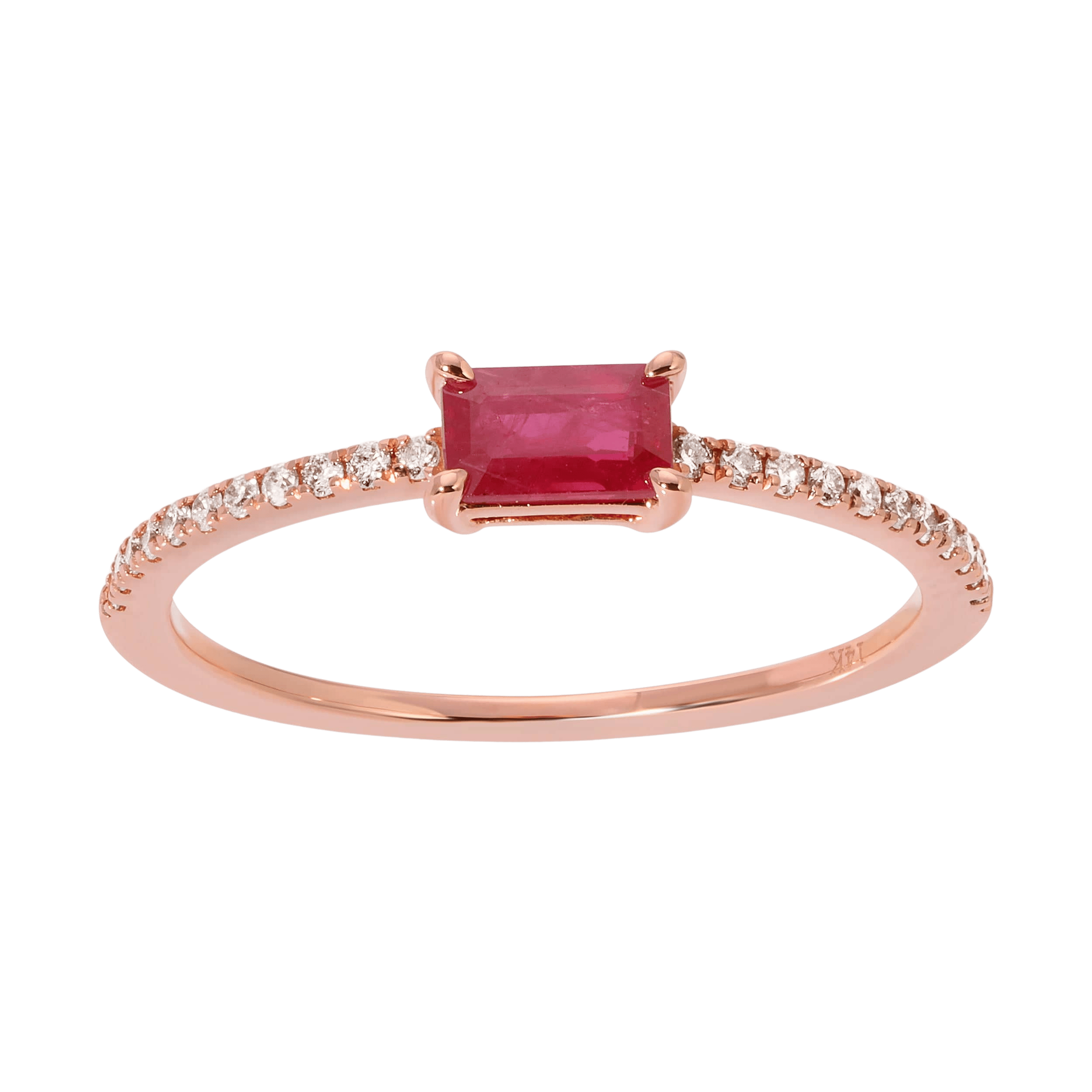 14K Rose gold .41ct Ruby with diamonds