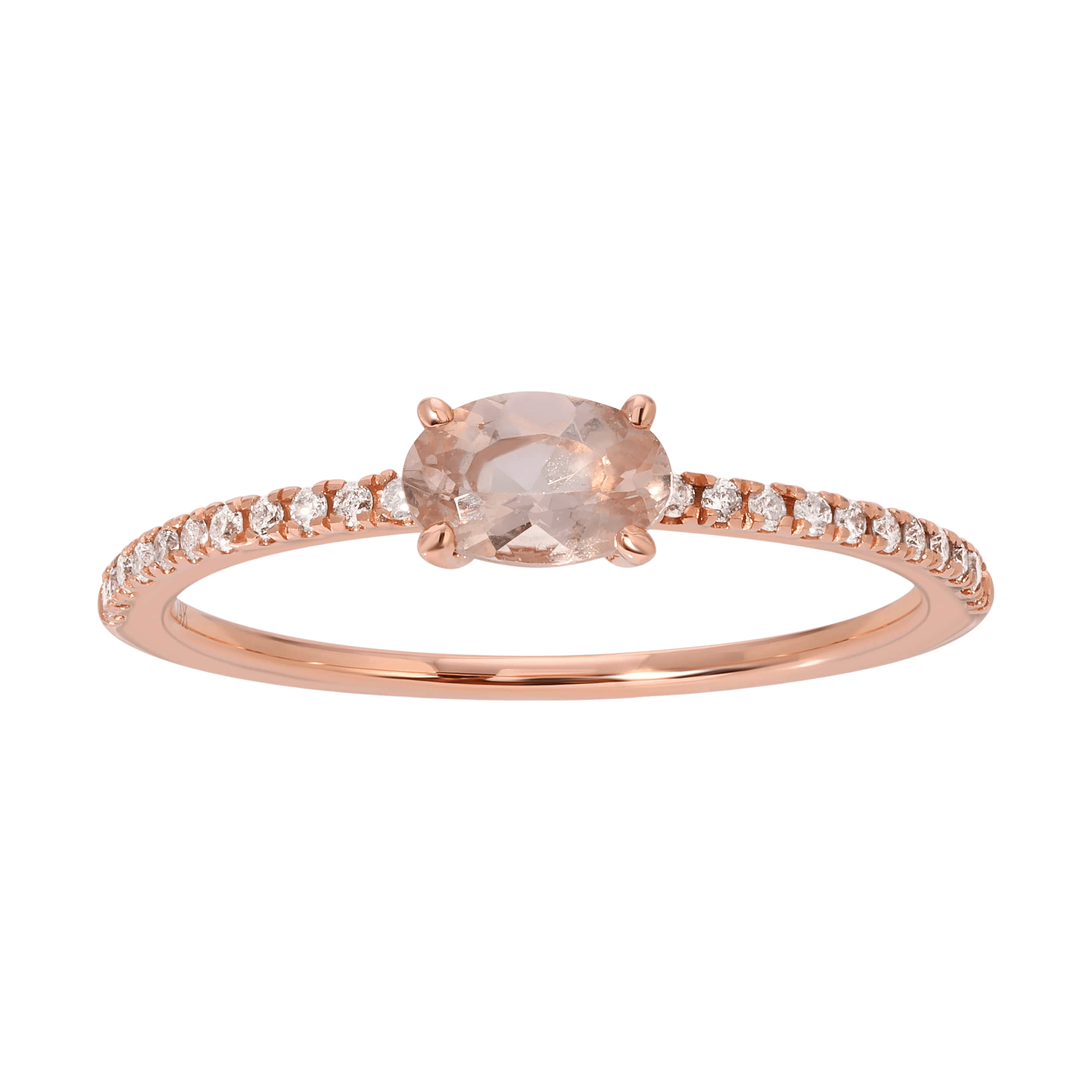 14K Rose gold .36ct Morganite emerald cut ring with diamonds