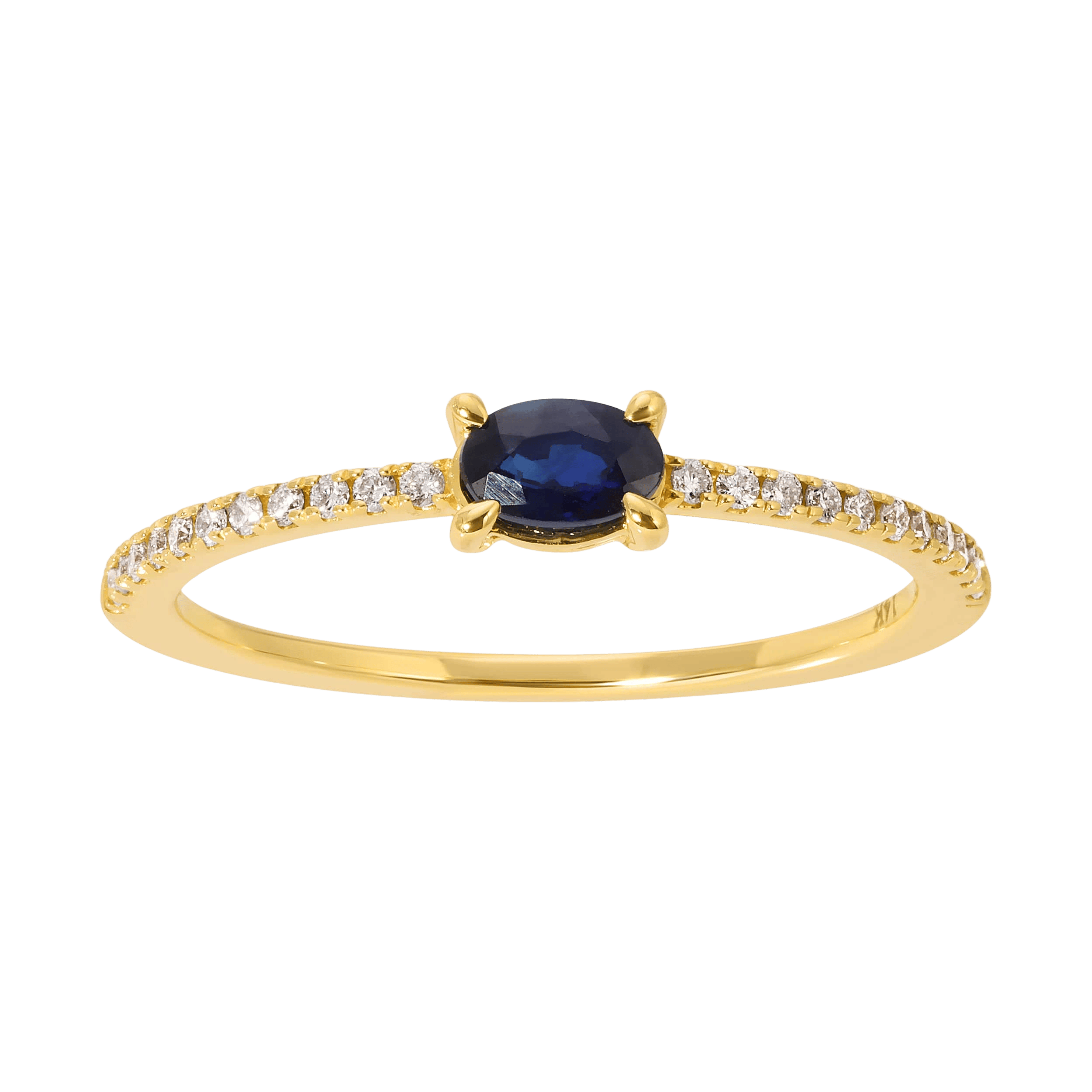 14K Yellow gold .30ct Blue sapphire with diamonds