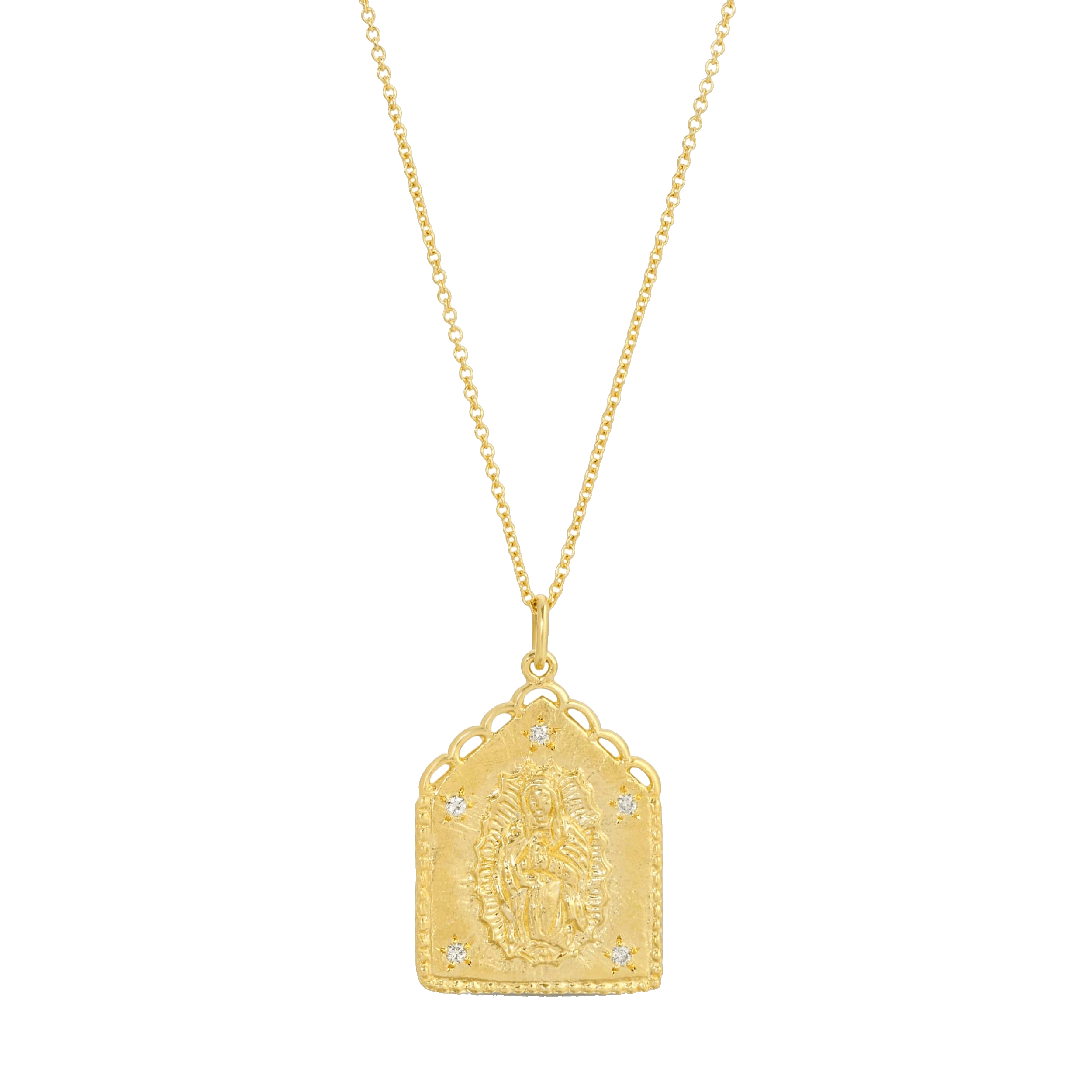 18k Virgin Mary of Guadalupe Pendant with Diamonds