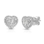 14K White gold .39ct Heart stud earrings