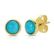 14K Yellow gold Turquoise studs