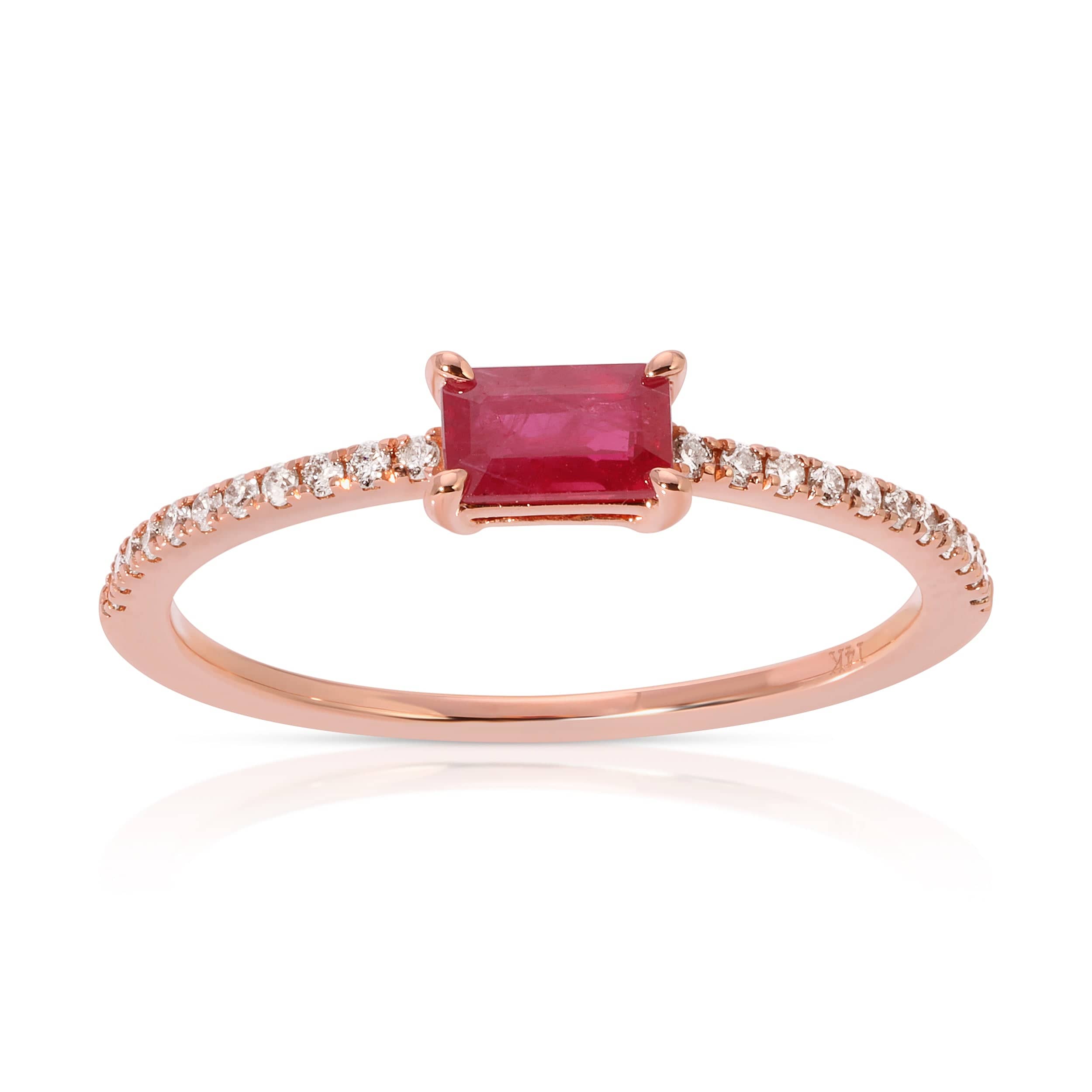 14K Rose gold .41ct Ruby with diamonds