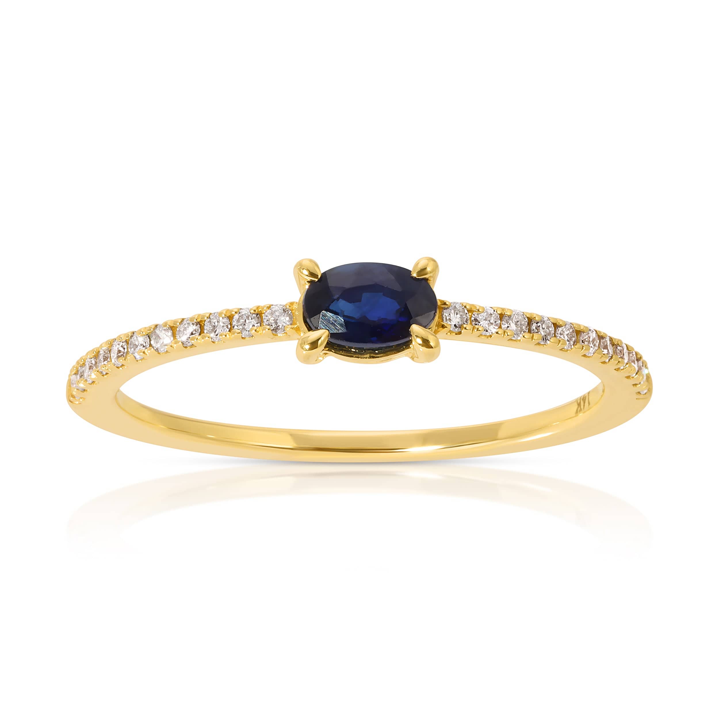14K Yellow gold .30ct Blue sapphire with diamonds