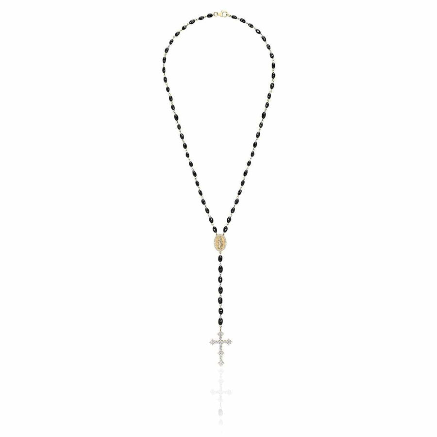 Black Diamond Holy Rosary Cross Necklace
