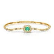 Saleable Product:Fusion Emerald With Diamonds 14K Yellow gold .96ct
