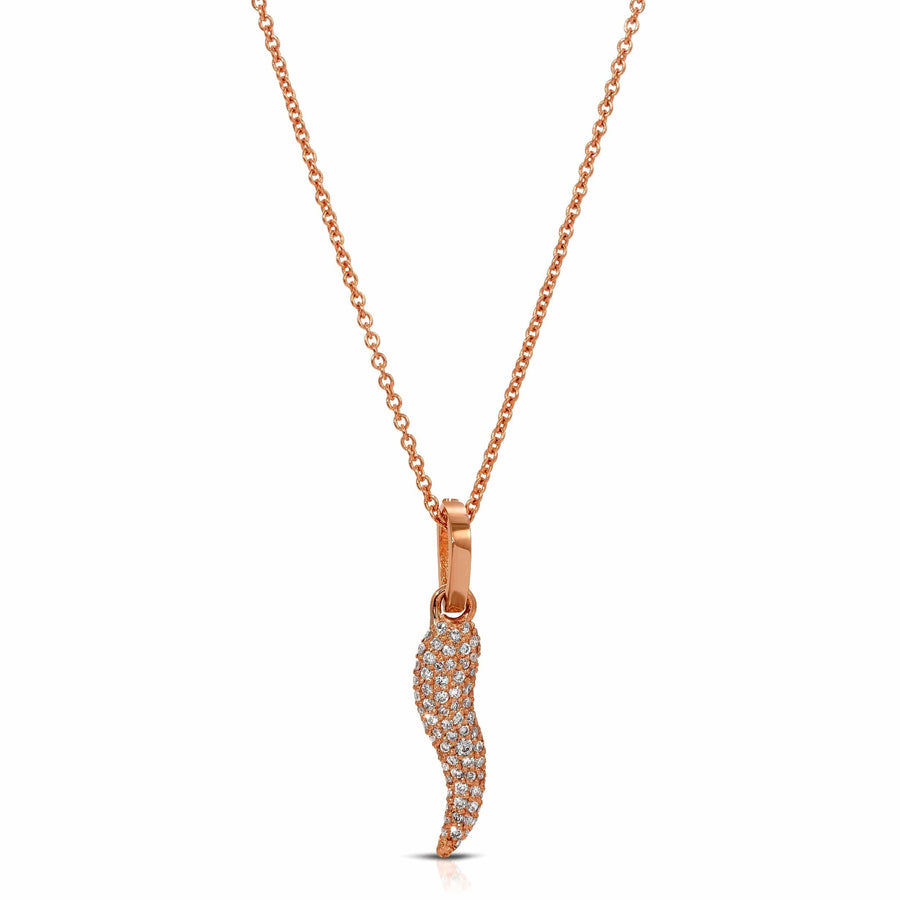 Small Lucky Cornicello Pendant with Pave Diamonds