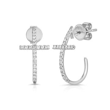 Diamond Cross Hoops