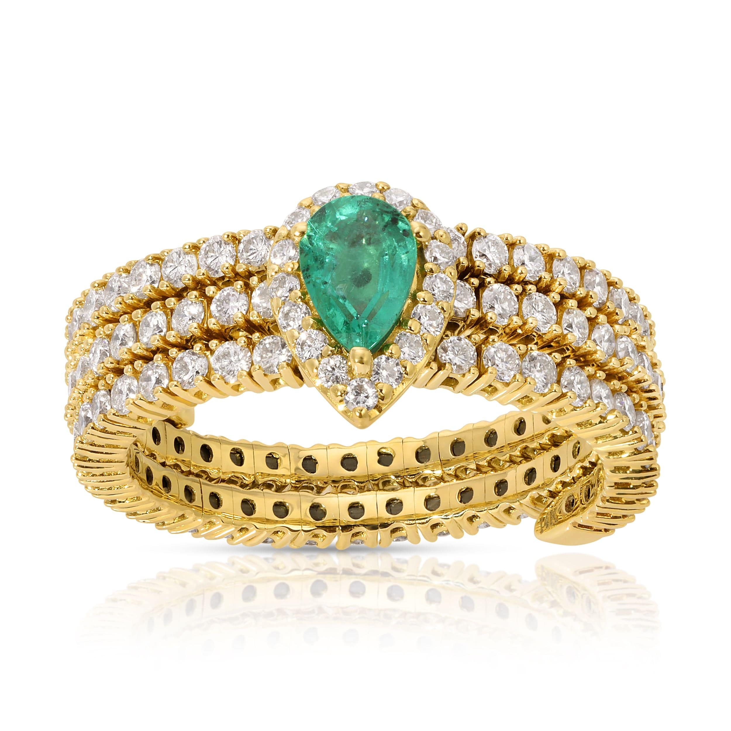 14K Yellow gold .39ct Emerald wraparound ring