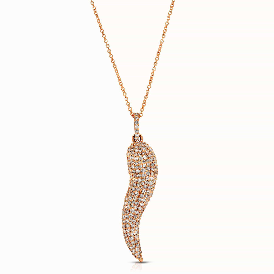 Lucky Cornicello Pendant with Pave Diamonds