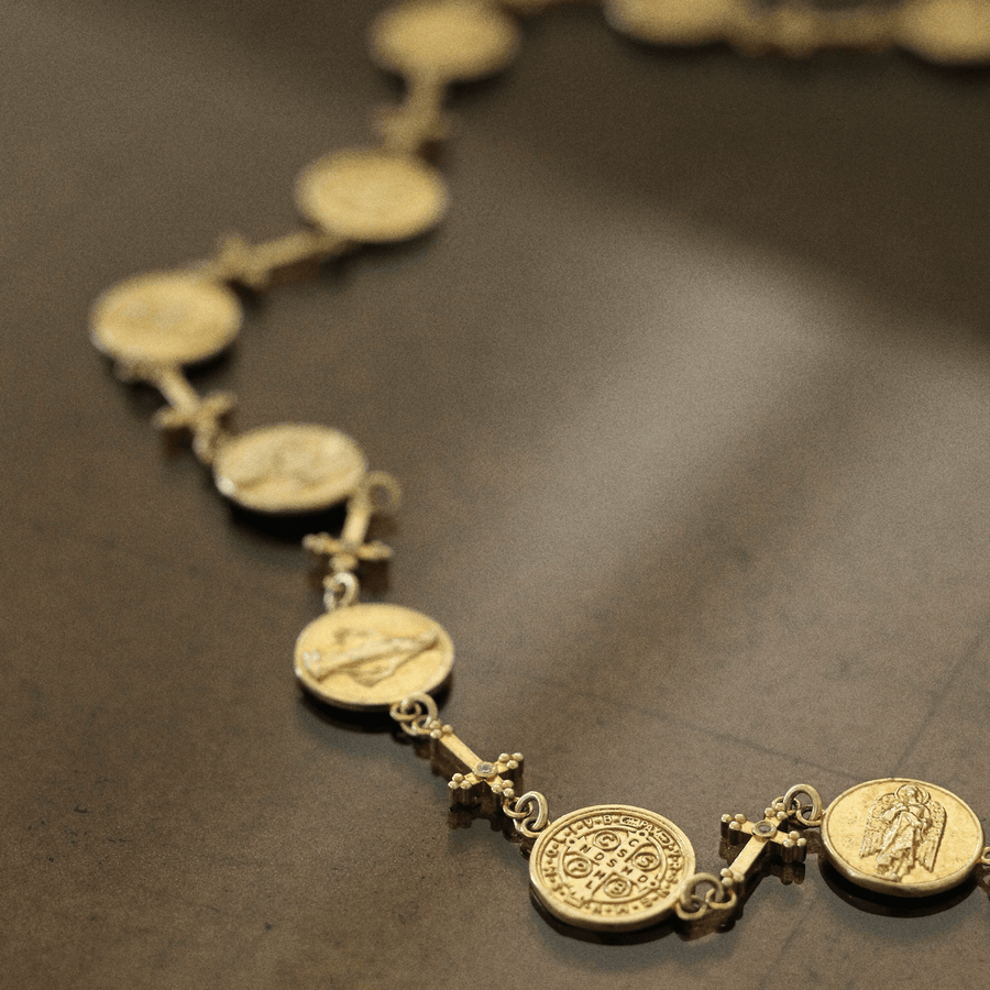 24k Patron Saint Coin Necklace