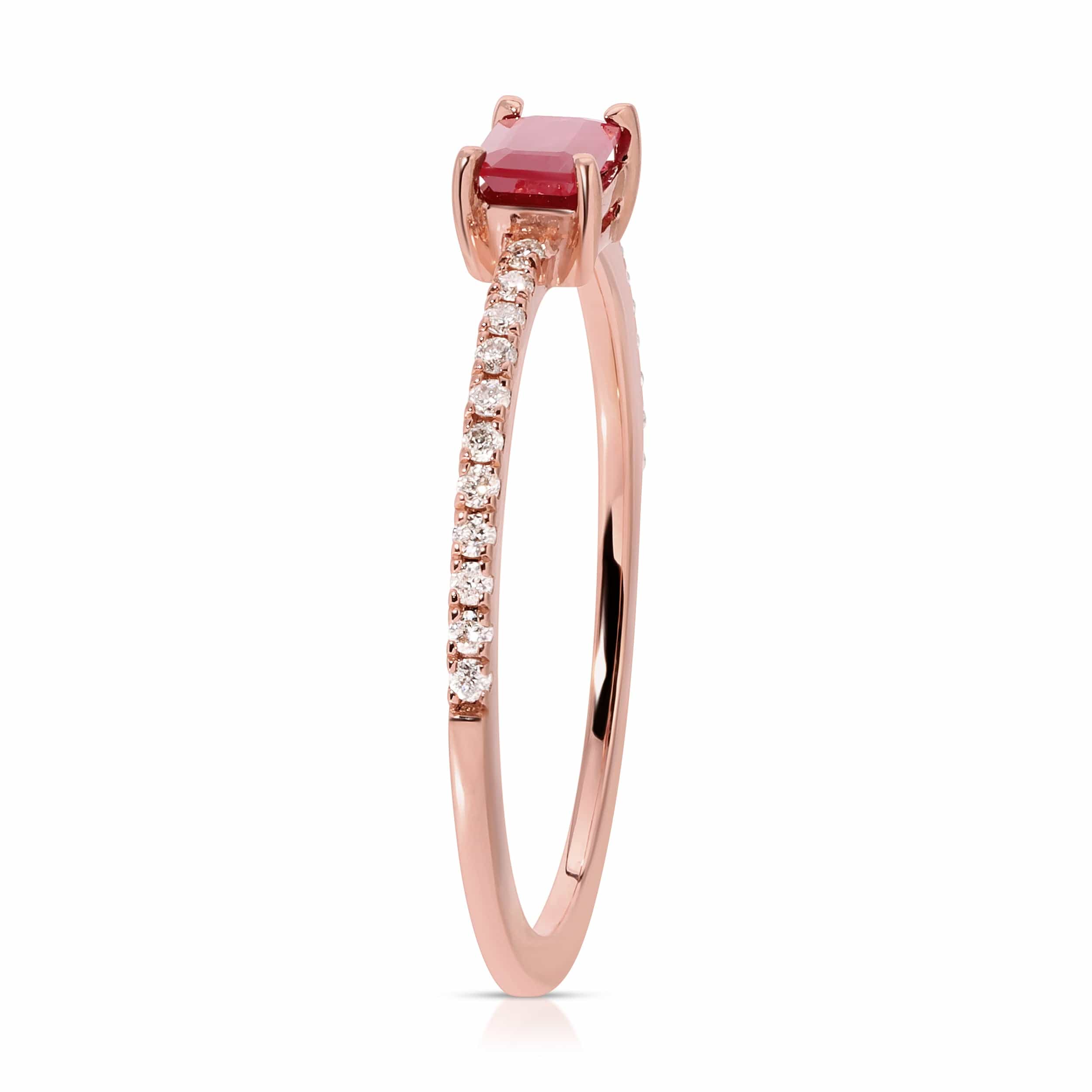 14K Rose gold .41ct Ruby with diamonds