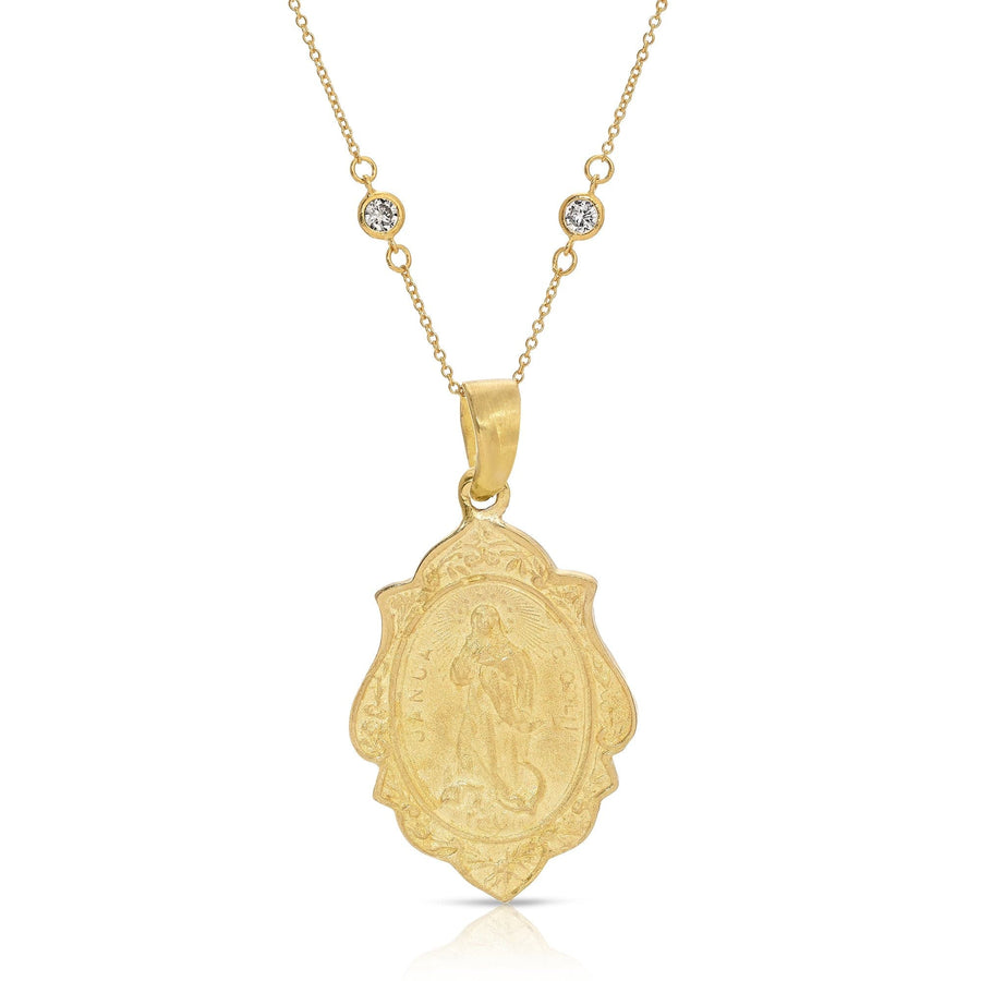 CZ Jesus and Mary Pendant Necklace