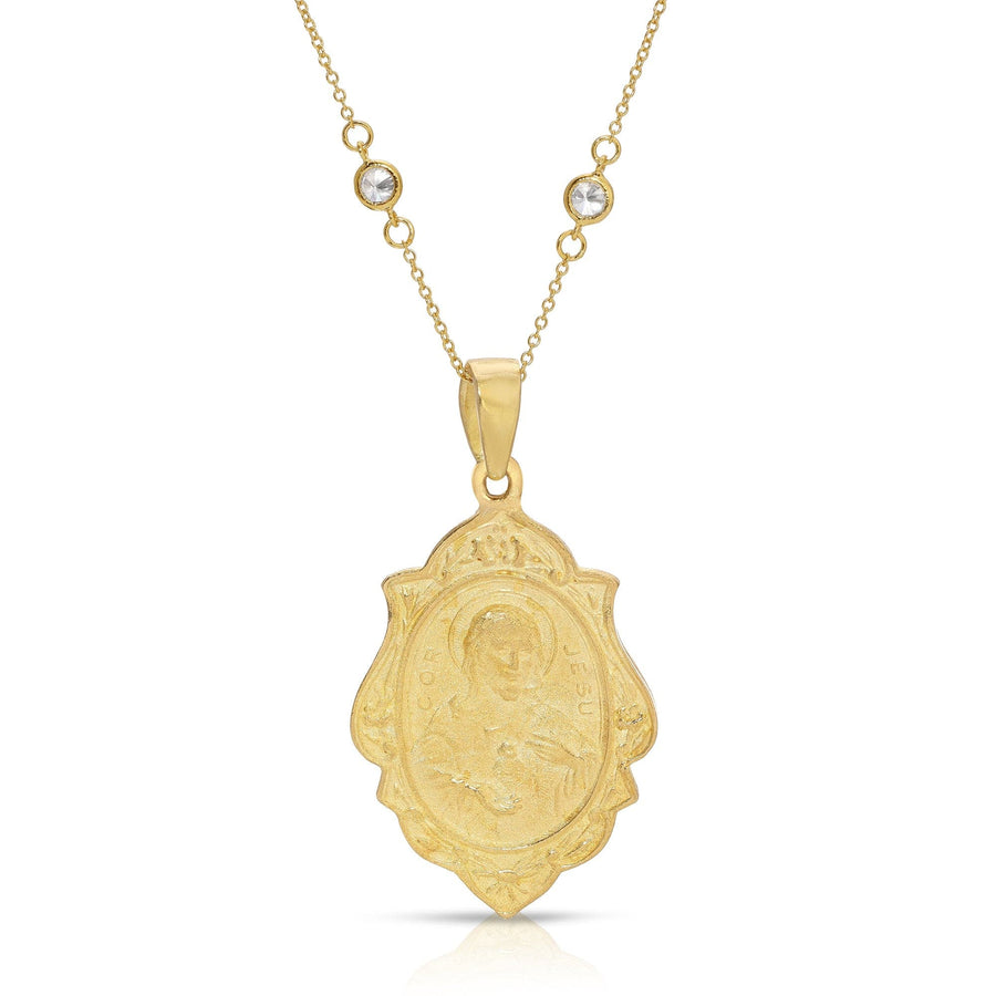 CZ Jesus and Mary Pendant Necklace