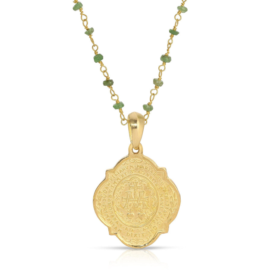 Emerald Mother Mary Pendant Necklace
