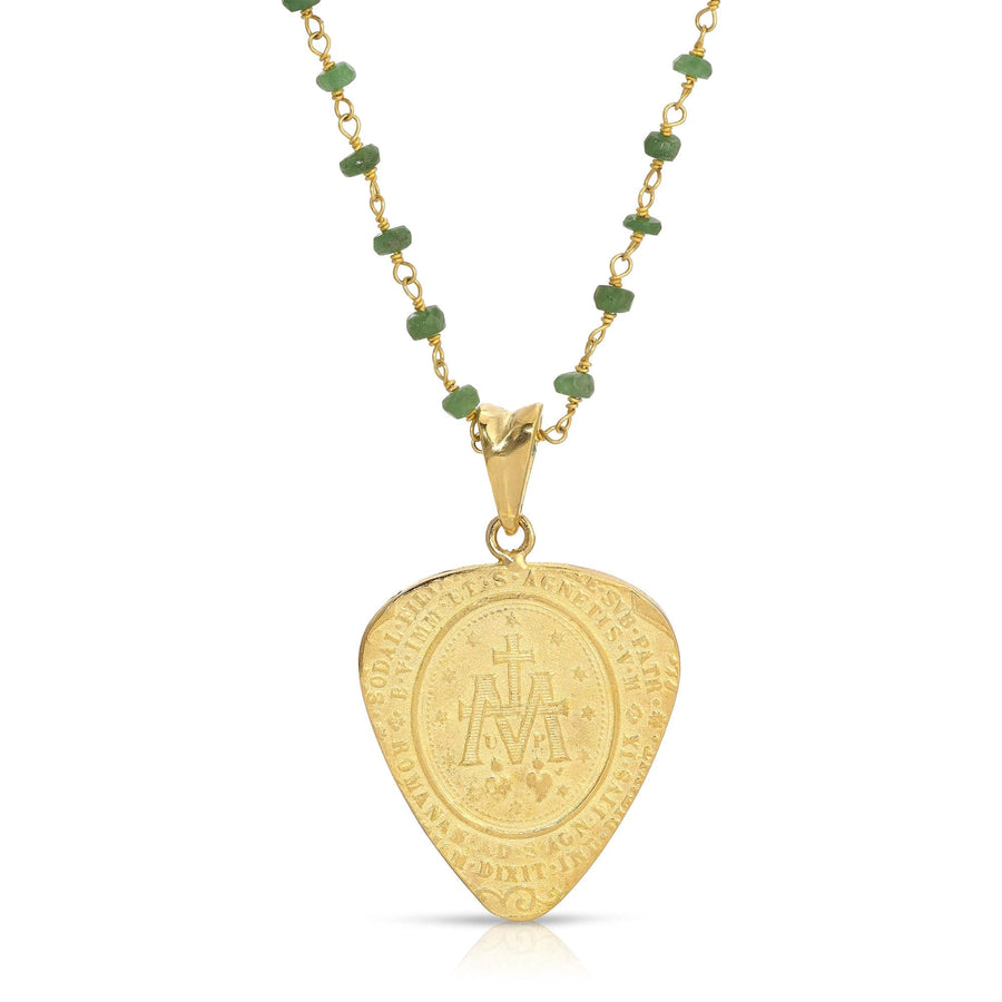 Emerald Mother Mary Pendant Necklace