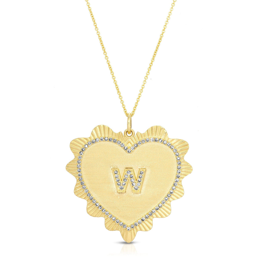 Gold Custom Letter Heart Pendant with Diamonds