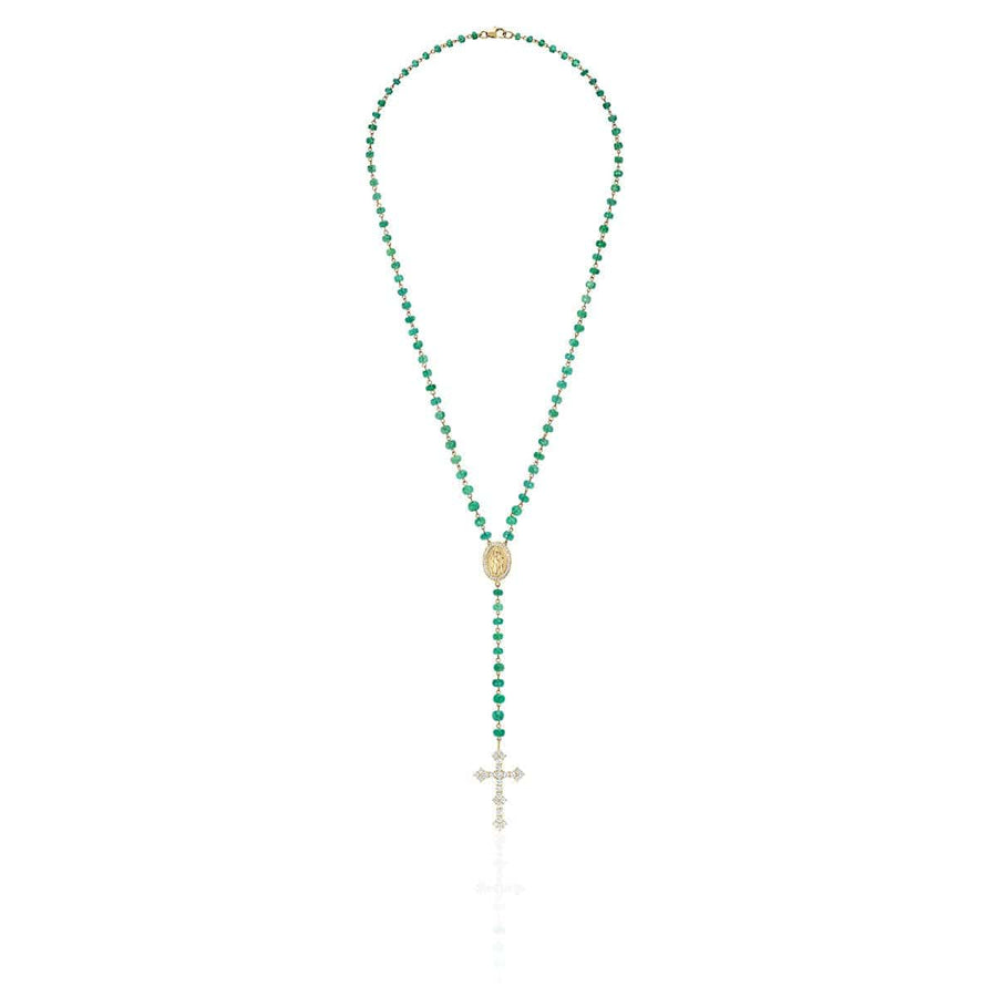 Emerald Holy Rosary Cross Necklace