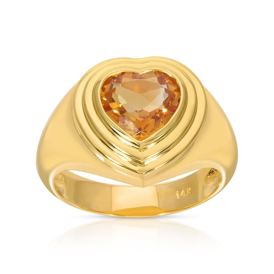 Yellow Topaz Sacred Heart Ring