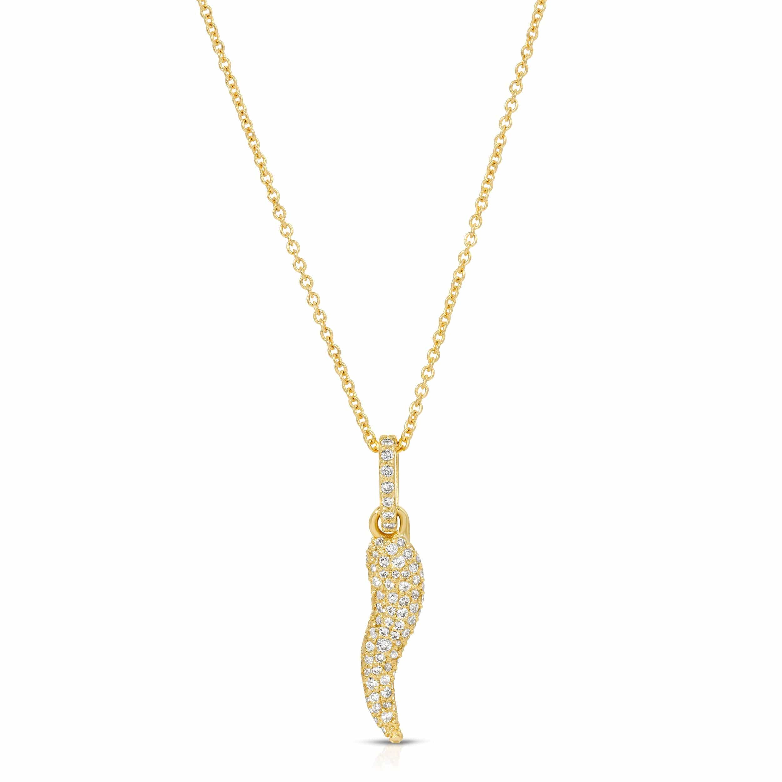 Saleable Product:Small Corno Pendant 14K Yellow gold with .59ct diamonds