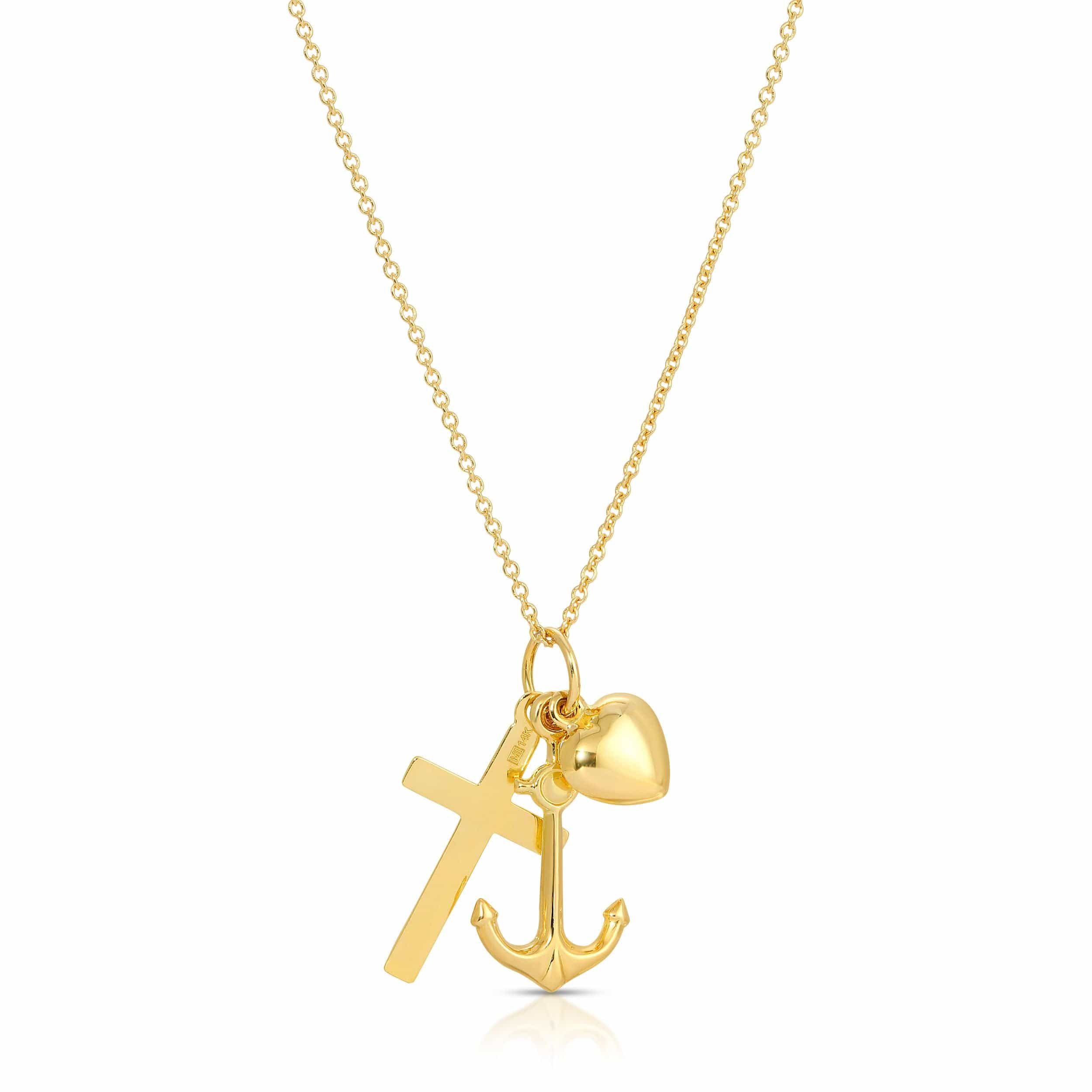 Saleable Product:CROSS+ANCHOR+HEART CHARMS14K